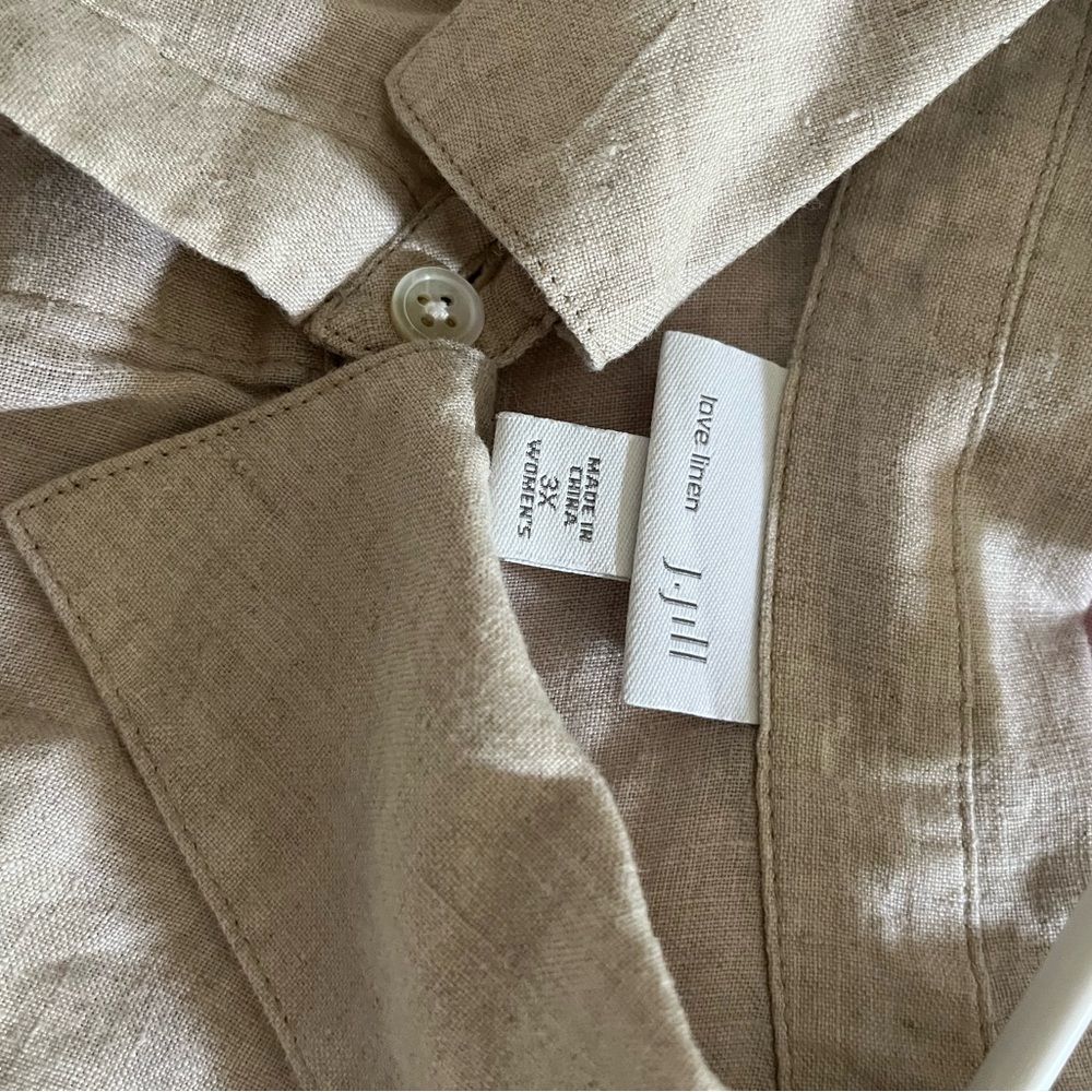 J. Jill Taupe Linen Blouse